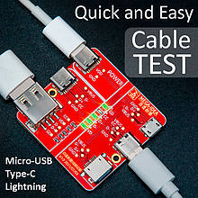Тестер для перевірки кабелів синхронізації та зарядки Qianli USB / Micro usb / Type - С / Lightning