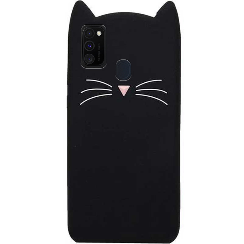 Силіконова накладка 3D Cat для Samsung Galaxy M30s / M21 Черный - фото 1 - id-p1767056530