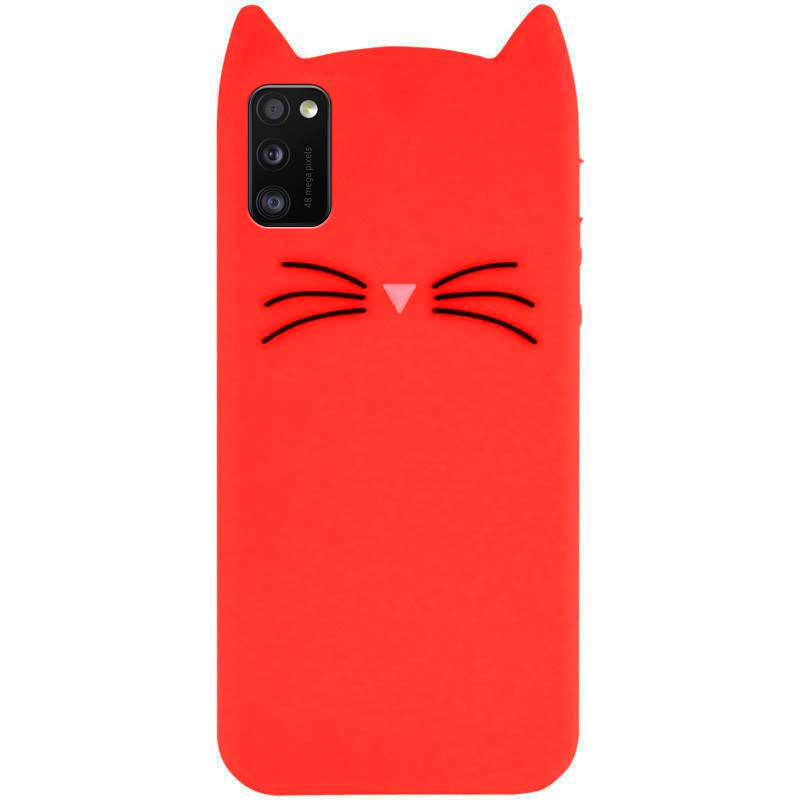 Силіконова накладка 3D Cat для Samsung Galaxy A41 Красный - фото 1 - id-p1767056532