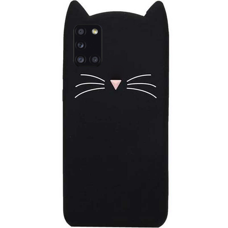 Силіконова накладка 3D Cat для Samsung Galaxy A31 Черный - фото 1 - id-p1767056535