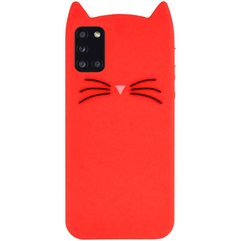 Силіконова накладка 3D Cat для Samsung Galaxy A31 Красный - фото 1 - id-p1767056536