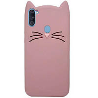Силіконова накладка 3D Cat для Samsung Galaxy A11 Розовый