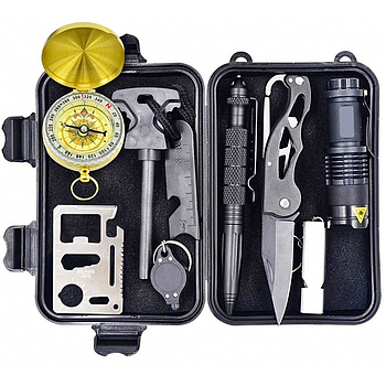 Набір для виживання 9в1, EL-2381 Кейс / Універсальний тактичний SOS набір інструментів /Набір виживальника