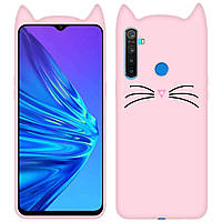 Силіконова накладка 3D Cat для Realme 5 Рожевий