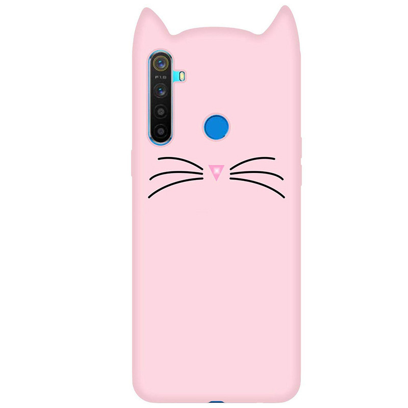 Силіконова накладка 3D Cat для Realme 5 Розовый - фото 2 - id-p1767056029