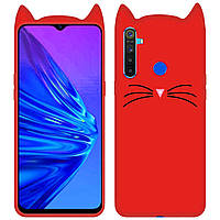 Силіконова накладка 3D Cat для Realme 5 Червоний