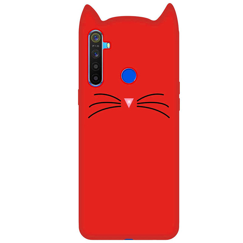 Силіконова накладка 3D Cat для Realme 5 Красный - фото 2 - id-p1767056030