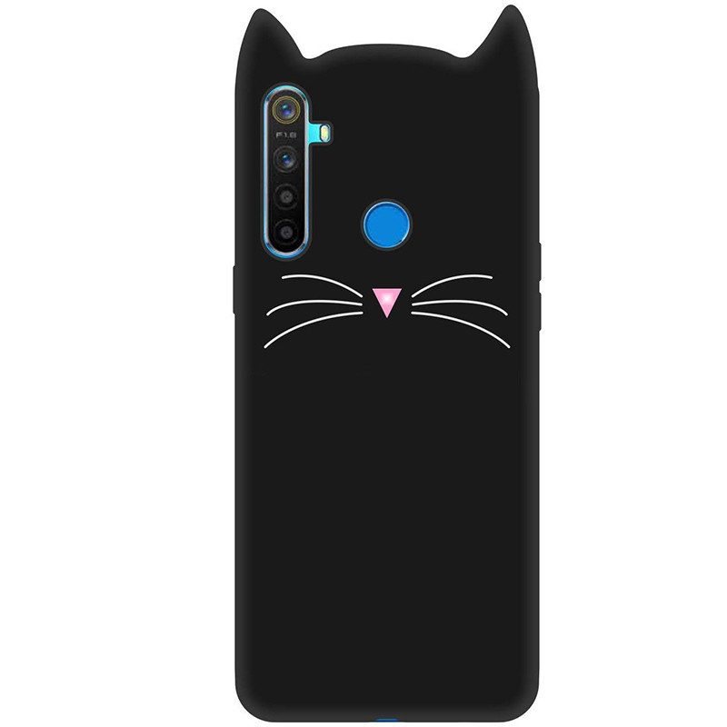 Силіконова накладка 3D Cat для Realme 5 Черный - фото 2 - id-p1767056031