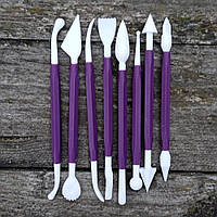 Набір інструментів для ліплення 8 предметів фіолетові, набір стеків для глини та пластиліну