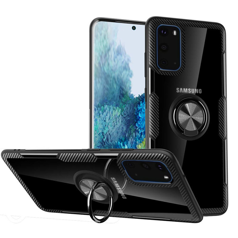 TPU+PC чохол Deen CrystalRing під магнітний тримач для Samsung Galaxy S20 Безбарвний / Чорний - фото 1 - id-p1767059840