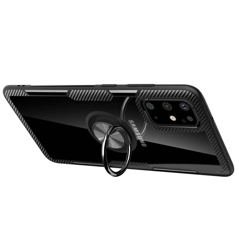 TPU+PC чохол Deen CrystalRing під магнітний тримач для Samsung Galaxy S20+ Безбарвний / Чорний - фото 4 - id-p1767059845