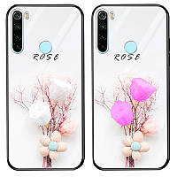 TPU+Glass чохол що в темряві для Xiaomi Redmi Note 8 / Note 8 2021 Rose /Білий