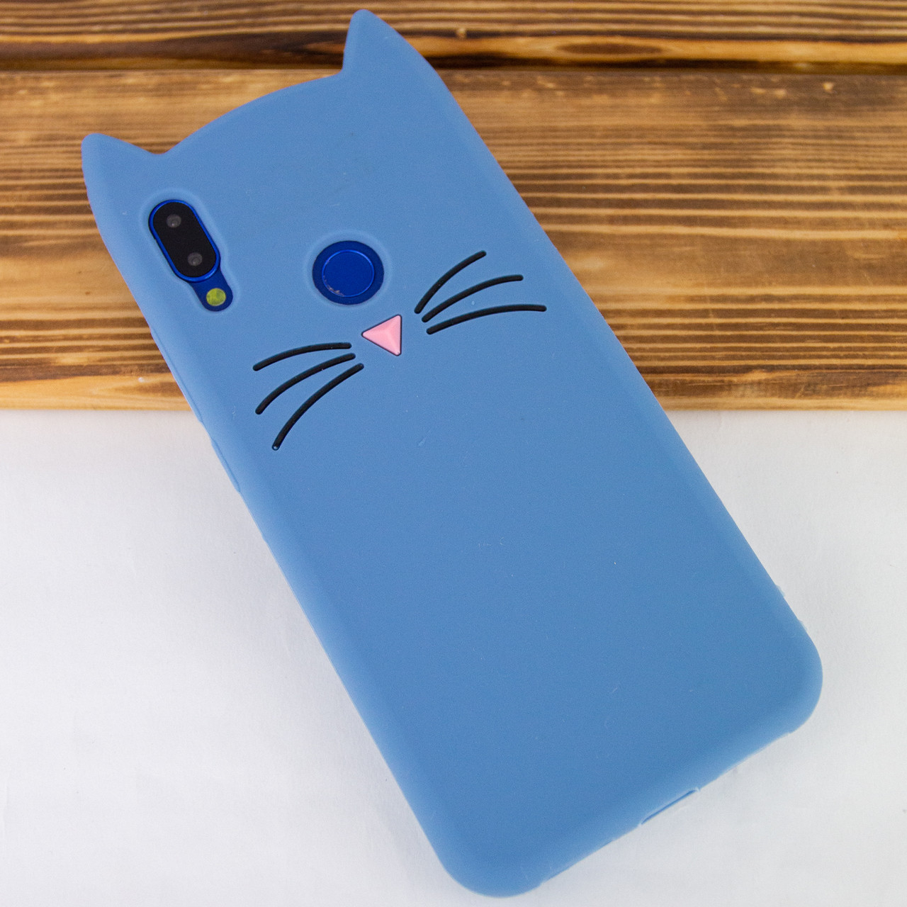 Силіконова накладка 3D Cat для Xiaomi Redmi 7 Синий - фото 2 - id-p1767074321