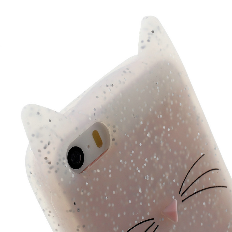 Силіконова накладка 3D Cat для Apple iPhone 5/5S/SE Білий / Блестящий - фото 2 - id-p1767078973