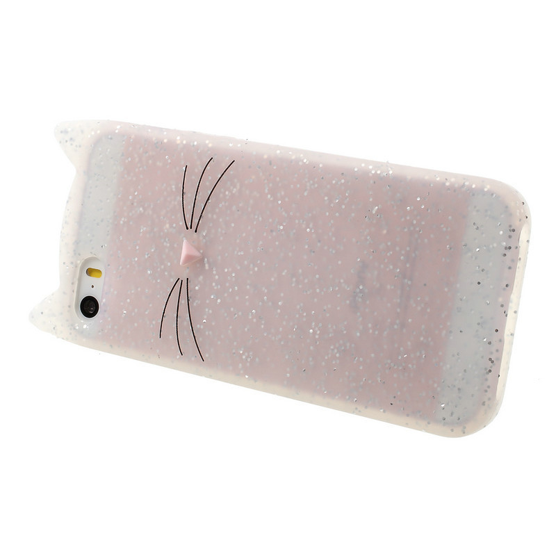 Силіконова накладка 3D Cat для Apple iPhone 5/5S/SE Білий / Блестящий - фото 3 - id-p1767078973