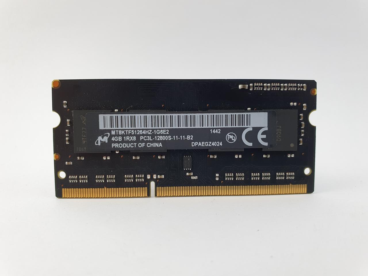 Оперативна пам'ять для ноутбука SODIMM Micron DDR3L 4Gb 1600MHz PC3L-12800S (MT8KTF51264HZ-1G6E2) Б/В