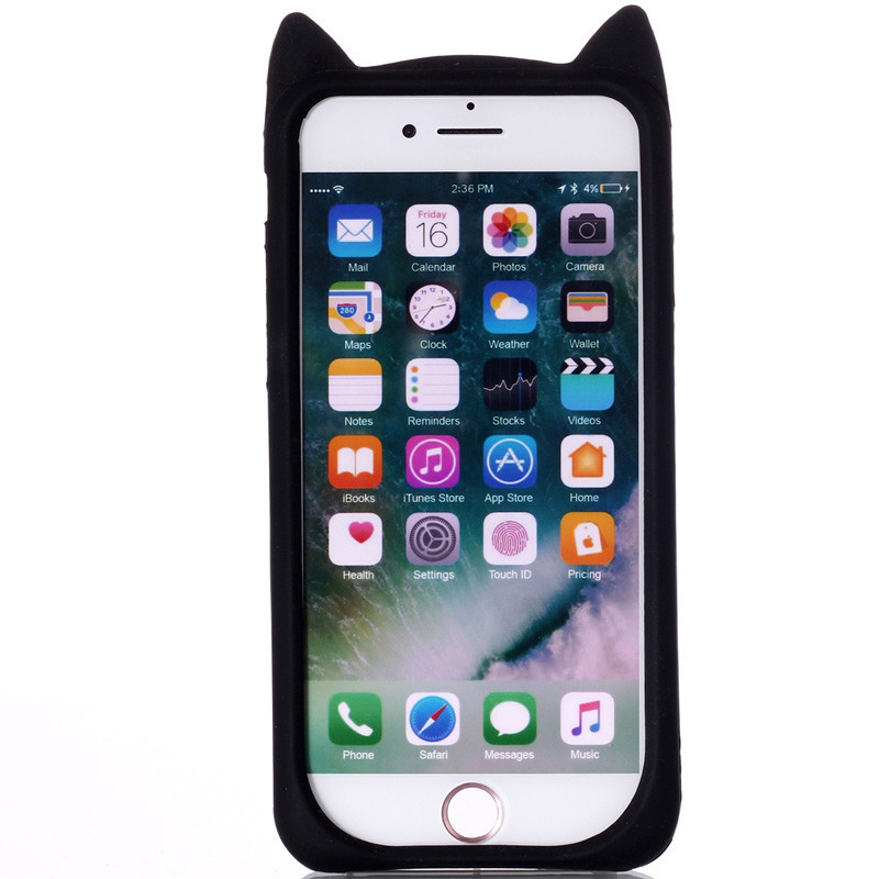 Силіконова накладка 3D Cat для Apple iPhone 7 / 8 (4.7") Черный - фото 2 - id-p1767060667