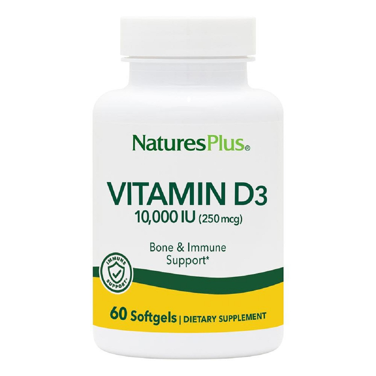 Вітамін D3, 10 000 МО, nature's Plus, 60 гельових капсул