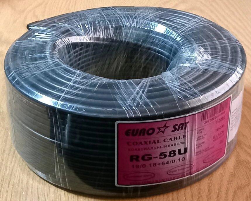 Кабель коаксіальний  Eurosat RG-58U 50 Ом багатожильний, чорний