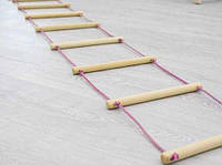 Дитяча мотузкова драбина дерев'яна підвісна 130 х 30 см з екологічних матеріалів / Дитяча мотузкова драбина