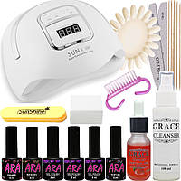 Набір для покриття нігтів гель-лаком Ara Профі + лампа SUN X MAX 168W UV/LEDEStyle
