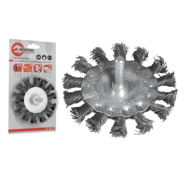 Щітка кільцева 100 мм для дриля, 1/4" (пучки крученого дроту) INTERTOOL BT-8100 mst, фото 1
