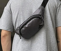Поясная сумка через плечо мужская серая Adidas 35 х 15 см качественная вместительная модная адидас КМ