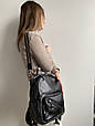 Шкіряний рюкзак з діагональною блискавкою та широким ремінцем С101-КТ-2819 Чорний, фото 9