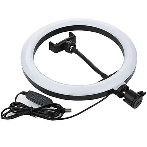 Кільцева лампа LED QX-260 селфі кільце з кріпленням телефона USB діаметр 26 см, фото 2
