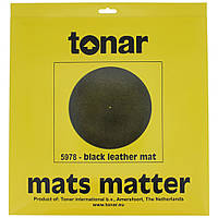 Мат из черной кожи для опорного диска винилового проигрывателя Tonar Black Leather Mat art.5978 (art.232320)