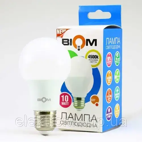 Світлодіодна лампа Biom BT-510 A60 10 W E27 4500 K матова