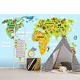 Фотошпалери "Карта світу" вінілові на флізеліновій основі, для дитячої кімнати, фото 2