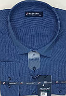 Батальная мужская синяя рубашка Passero vd-0120 классическая рубашка в клетку с длинным рукавом нарядная 4XL