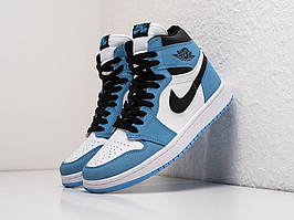 Баскетбольні високі кросівки Nike Air Jordan 1 Blue White Black (Найк Аir Джордан блакитні з білим)