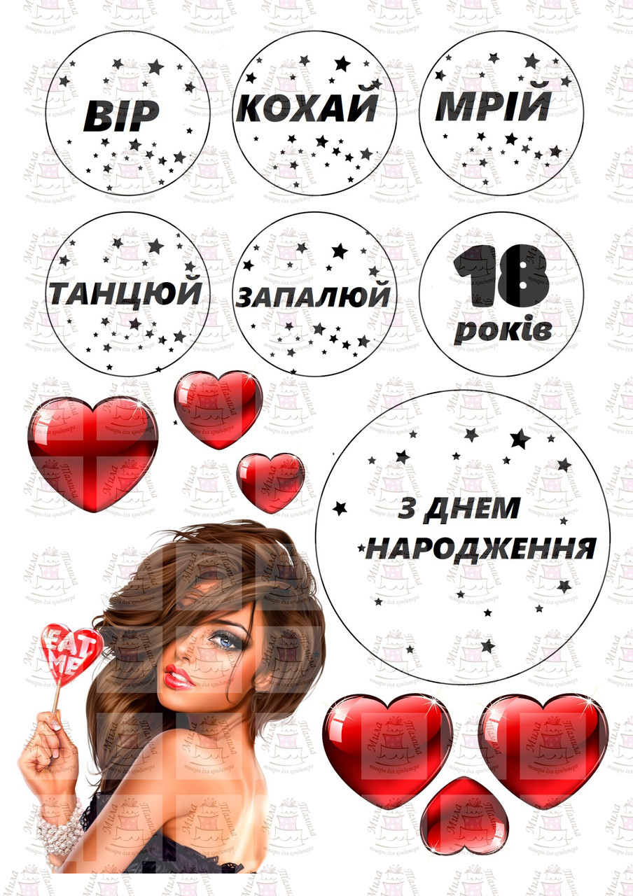 Вафельна картинка з днем народження (101287)