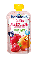 Пюре пауч Яблоко с клубникой и абрикосом Hamanek, 100г