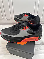 Мужские весенние кроссовки черные+оранжевый, черная подошва, удобные, текстиль, №2502-9 Dual ( р. 40-45)