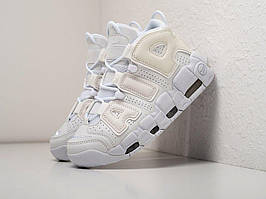 Білі шкіряні кросівки Nike Air More Uptempo White (Високі Найк Аптемпо чоловічі та жіночі розміри 36-45)
