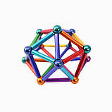 Магнітний конструктор Neo RGB з 36- і магнітних паличок і 26 сталевих кульок Різнобарвний, фото 4