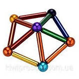 Магнітний конструктор Neo RGB з 36- і магнітних паличок і 26 сталевих кульок Різнобарвний, фото 7