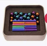 Магнітний конструктор Neo RGB з 36- і магнітних паличок і 26 сталевих кульок Різнобарвний, фото 2