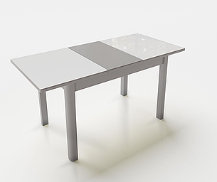 Стіл кухонний скляний Фішер Fusion Furniture, колір сірий + біле скло, фото 1