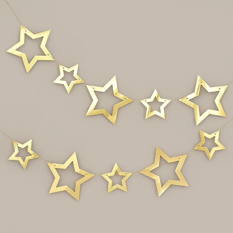 Паперова гірлянда із зірочок | Золото