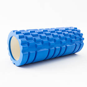 Масажний ролик, валик для масажу спини (йога рол масажер для спини, шиї, ніг) OSPORT 33*14см (MS 0857) Синій