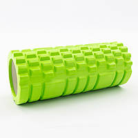 Масажний ролик, валик для масажу спини (йога рол масажер для спини, шиї, ніг) OSPORT 33*14см (MS 0857) Зелений