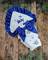 Дитячий конверт на виписку/прогулянку демі/літо "It's a boy" синій