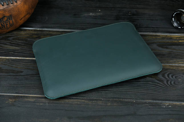Шкіряний чохол для MacBook Air 13" (2018-2021) Дизайн №2 з повстю, шкіра Grand, колір Зелений, фото 2
