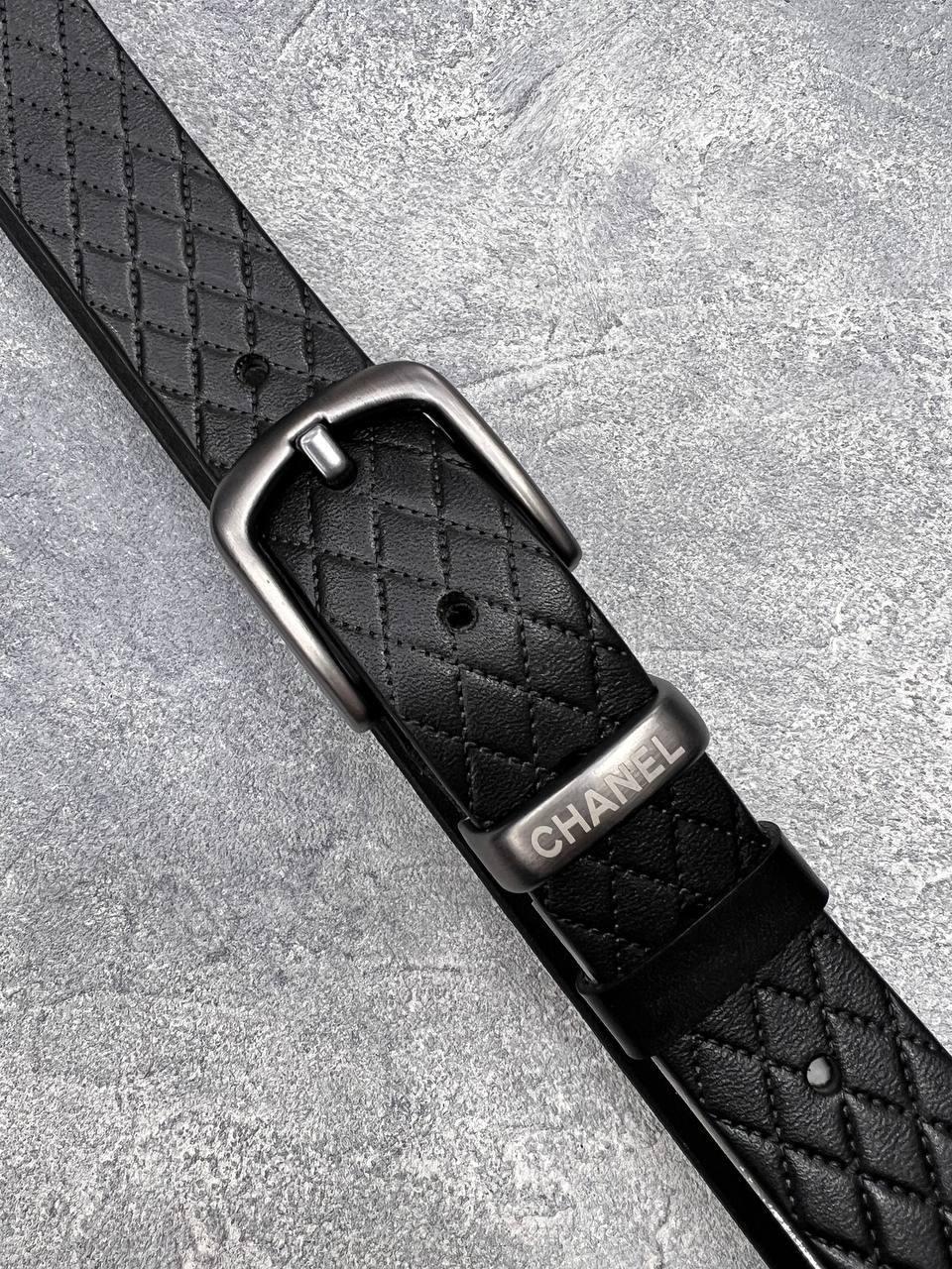 Жіночий ремінь Chanel шкіряний, Чорний/Графітовий