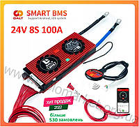BMS smart плата DaLy для LiFePO4 аккумуляторов 24V 8S 100A симметрия с Bluetooth (bms контроллер, БМС плата)
