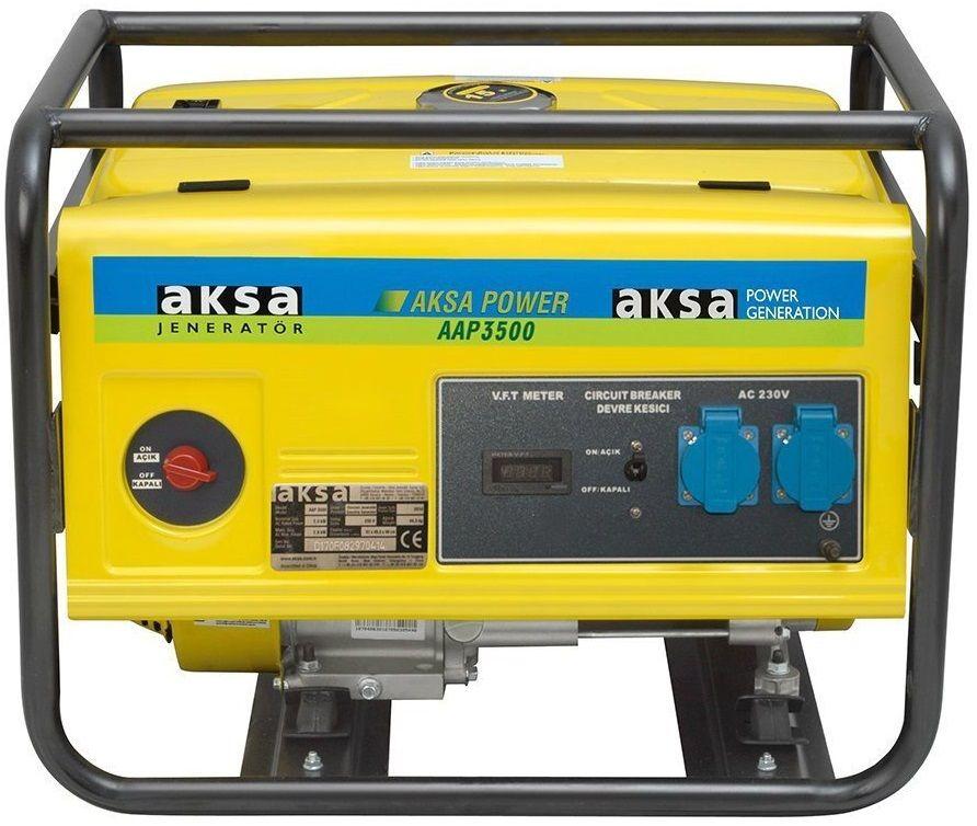 AKSA Генератор бензиновий AAP3500, 2.5кВт (3кВА, макс 2.8кВт), 220В, бак 15л, 440г/кВтЧ, 50 кг, лічильник